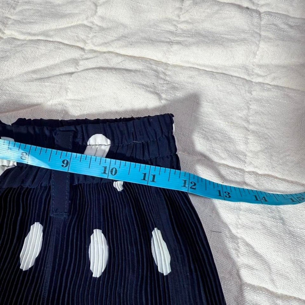 Vintage Navy Polka Dot Pleated Pants – Size S (Elastic Waist) - Picture 4 of 5